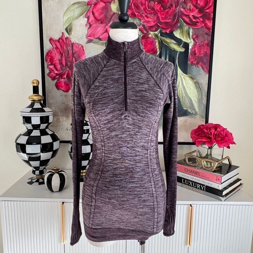 Lululemon Women's Spaced Dye Swiftly Wool Half Zip Pullover Top Purple Size 4